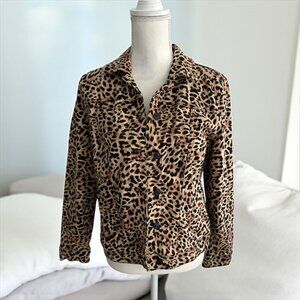 CHICO'S Women's Cheetah Print Button jacket Size 1  US 8/10